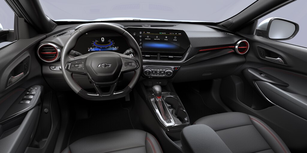 2025 Chevrolet Trax crossover CGI Photography: Jet Black & Red Point RS Exclusive Interior and RS Artificial Leather Sheet