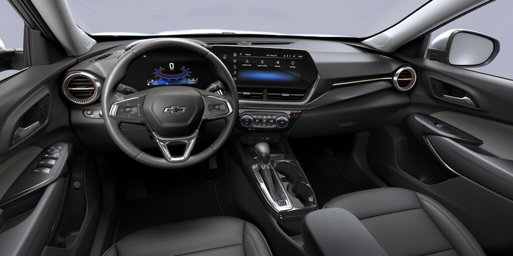 2025 Chevrolet Trax crossover CGI Photography: JET BLACK & ARTEMIS POINT INTERIOR AND ACTIV ARTIFICIAL LEATHER SHEET
