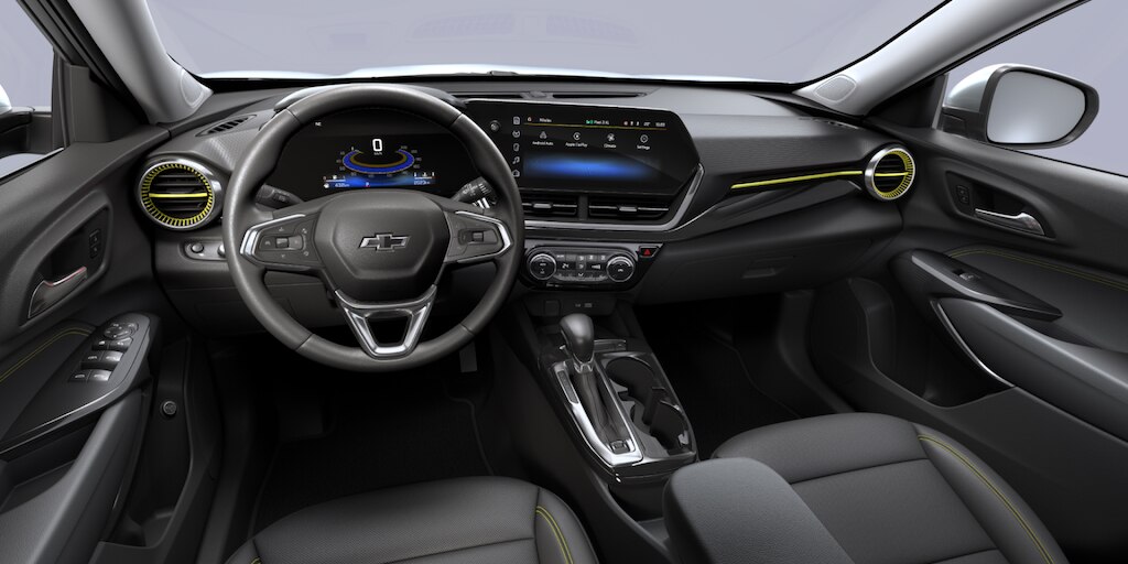 2025 Chevrolet Trax crossover CGI Photography: JET BLACK & YELLOW POINT INTERIOR AND ACTIV